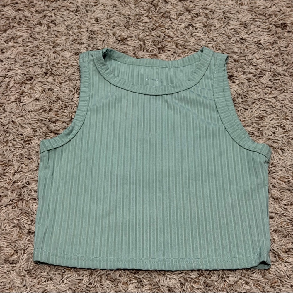 SHEIN Mint Green Striped Crop Top